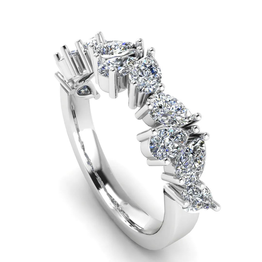 "Vivian" 1.00ct Pear Cut Pattern Diamond Half Eternity Diamond Ring ET3