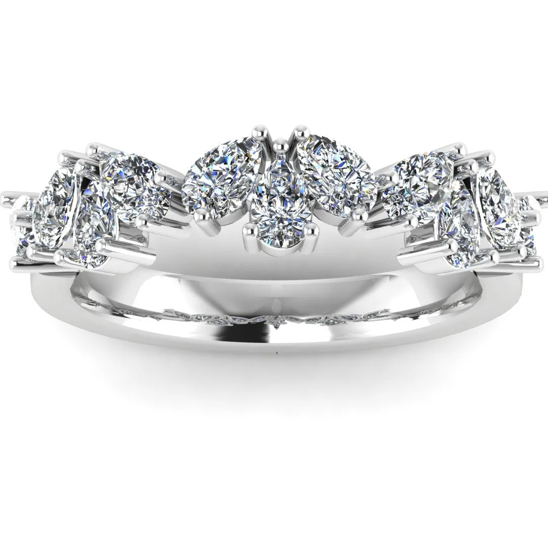 "Vivian" 1.00ct Pear Cut Pattern Diamond Half Eternity Diamond Ring ET3