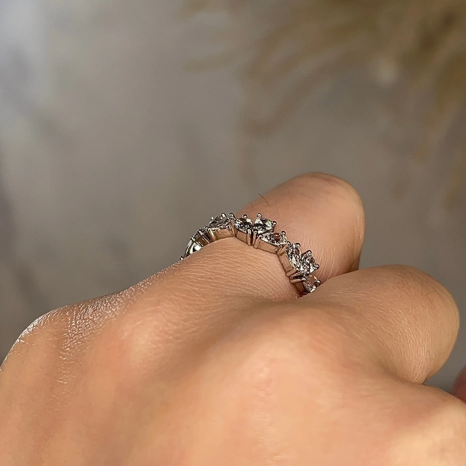 "Vivian" 1.00ct Pear Cut Pattern Diamond Half Eternity Diamond Ring ET3