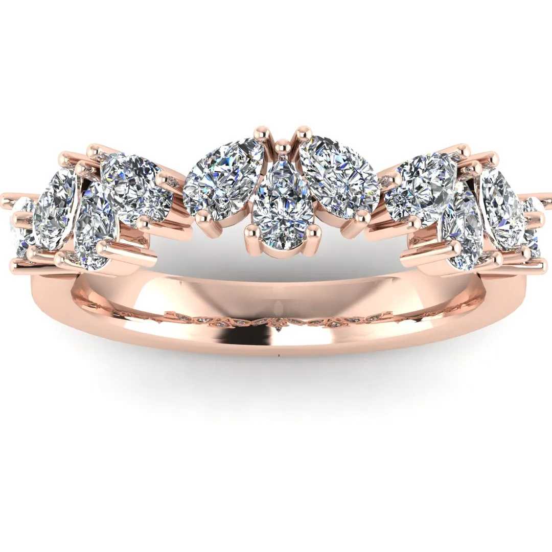 "Vivian" 1.00ct Pear Cut Pattern Diamond Half Eternity Diamond Ring ET3