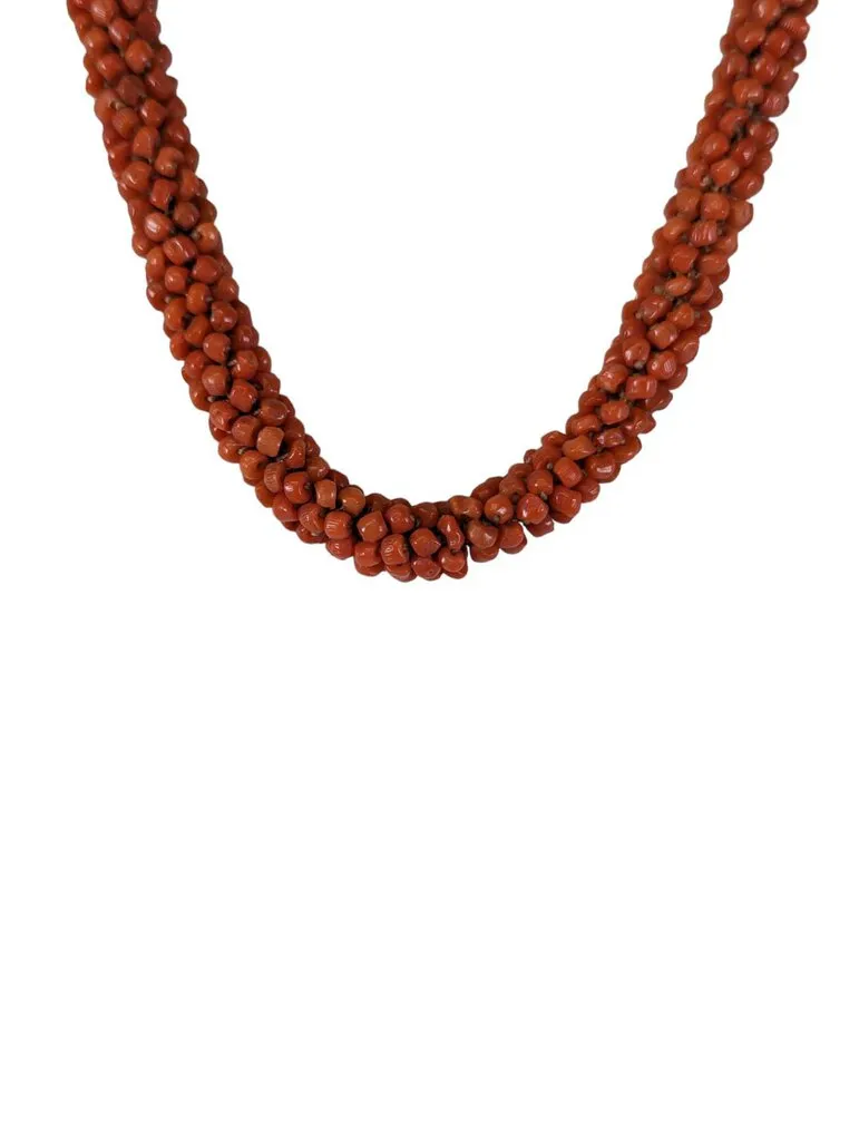 R 14k clasp Italian red coral necklace