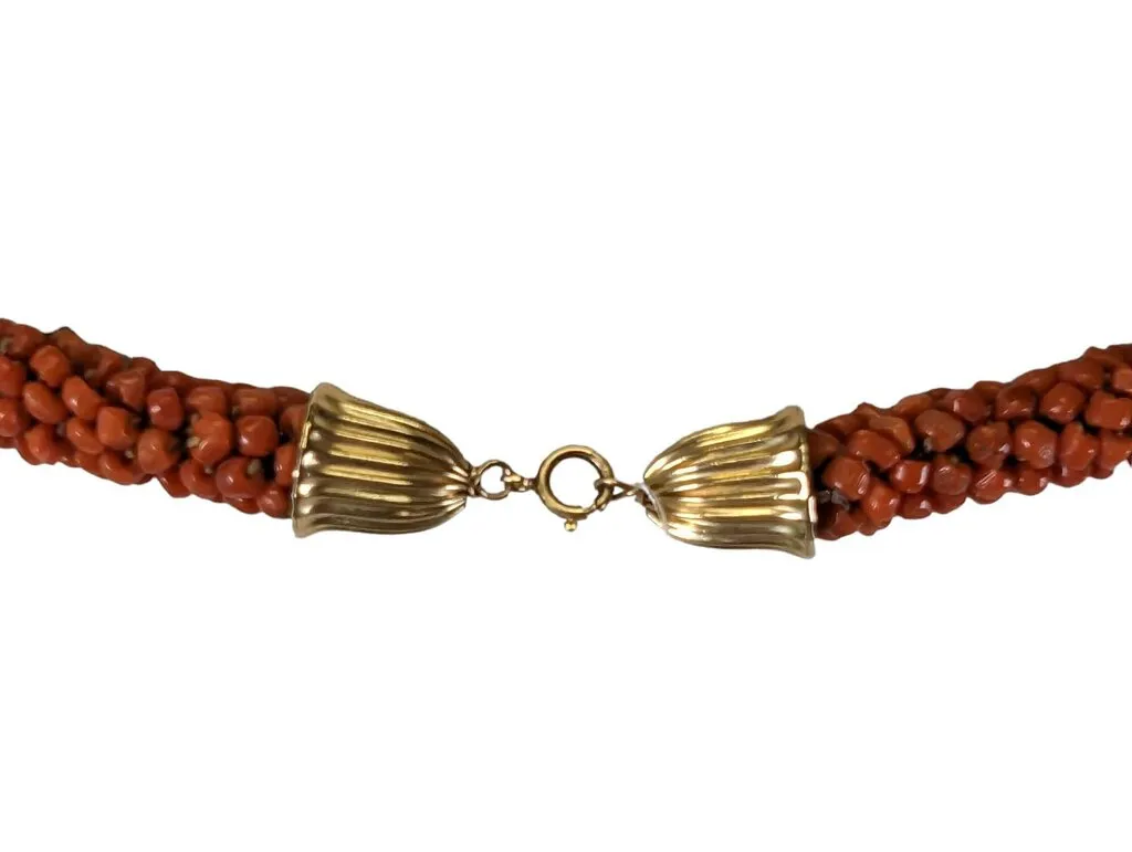 R 14k clasp Italian red coral necklace