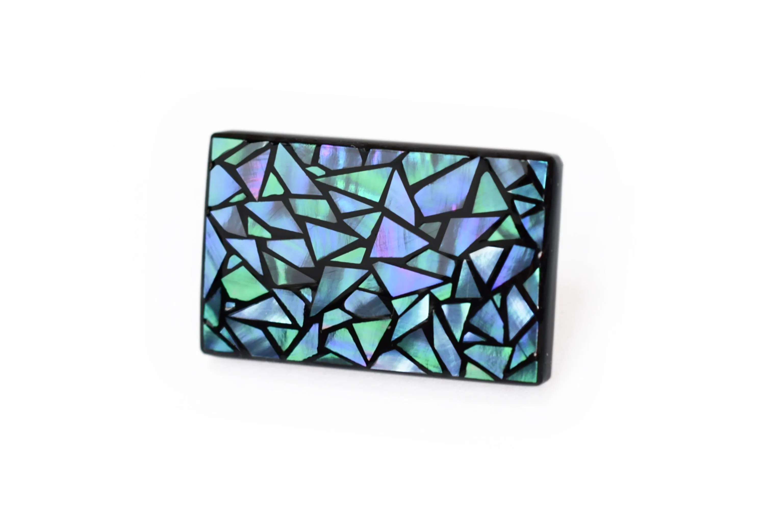 Raden Brooch - Stained Glass Style / Green Color / Large Size-, Japanese Lacquer Jewelry, Kyoto Jewelry