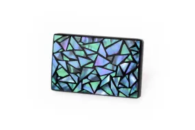 Raden Brooch - Stained Glass Style / Green Color / Large Size-, Japanese Lacquer Jewelry, Kyoto Jewelry