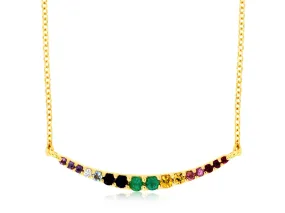 Rainbow Sapphire Curved Bar Necklace