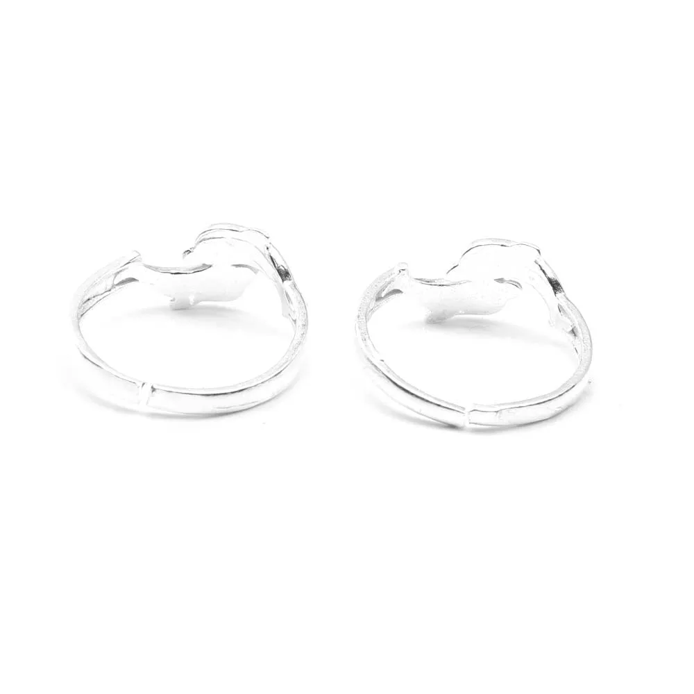 Real Silver Fish style Women Toe Ring Pair
