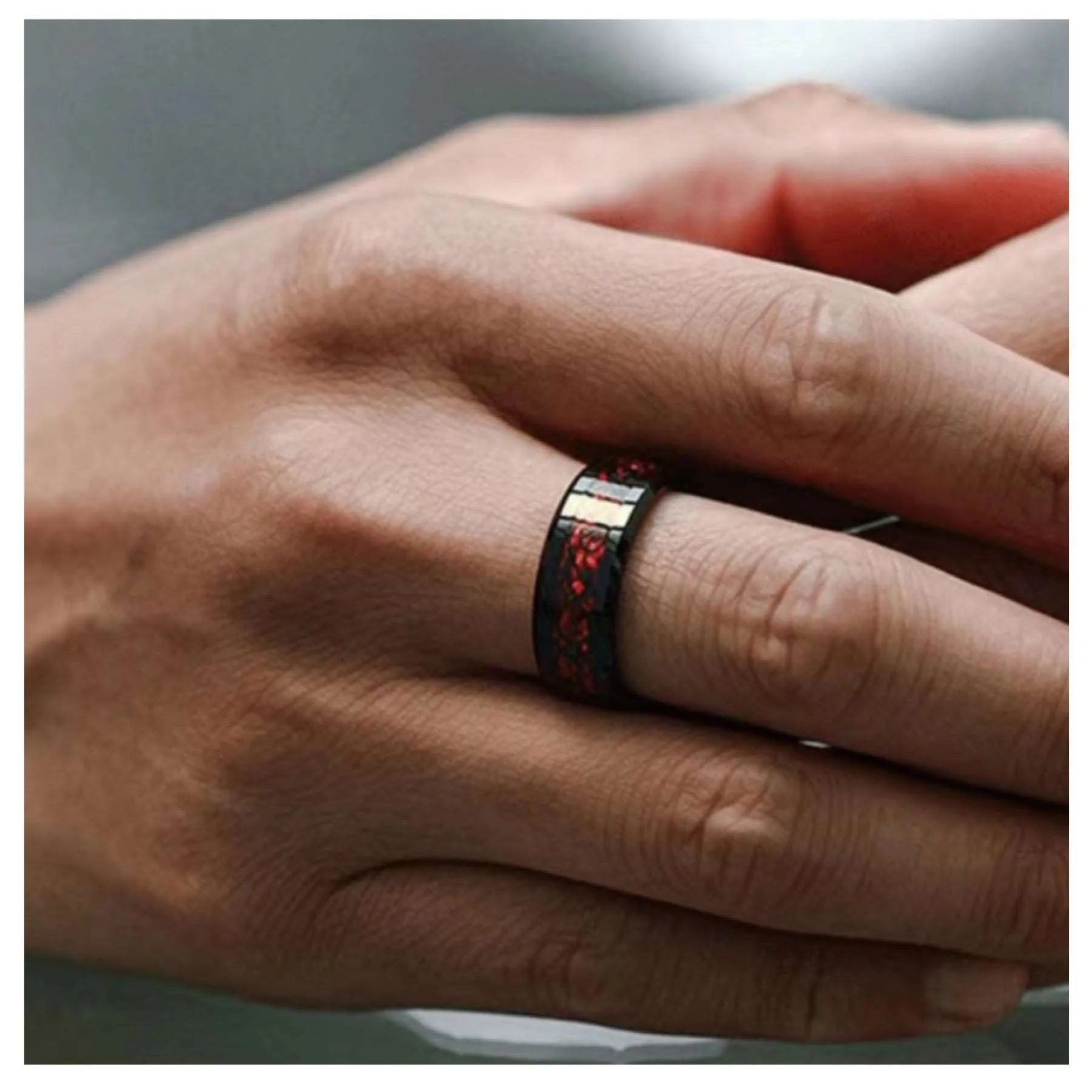 Red and Black Tribal Ring