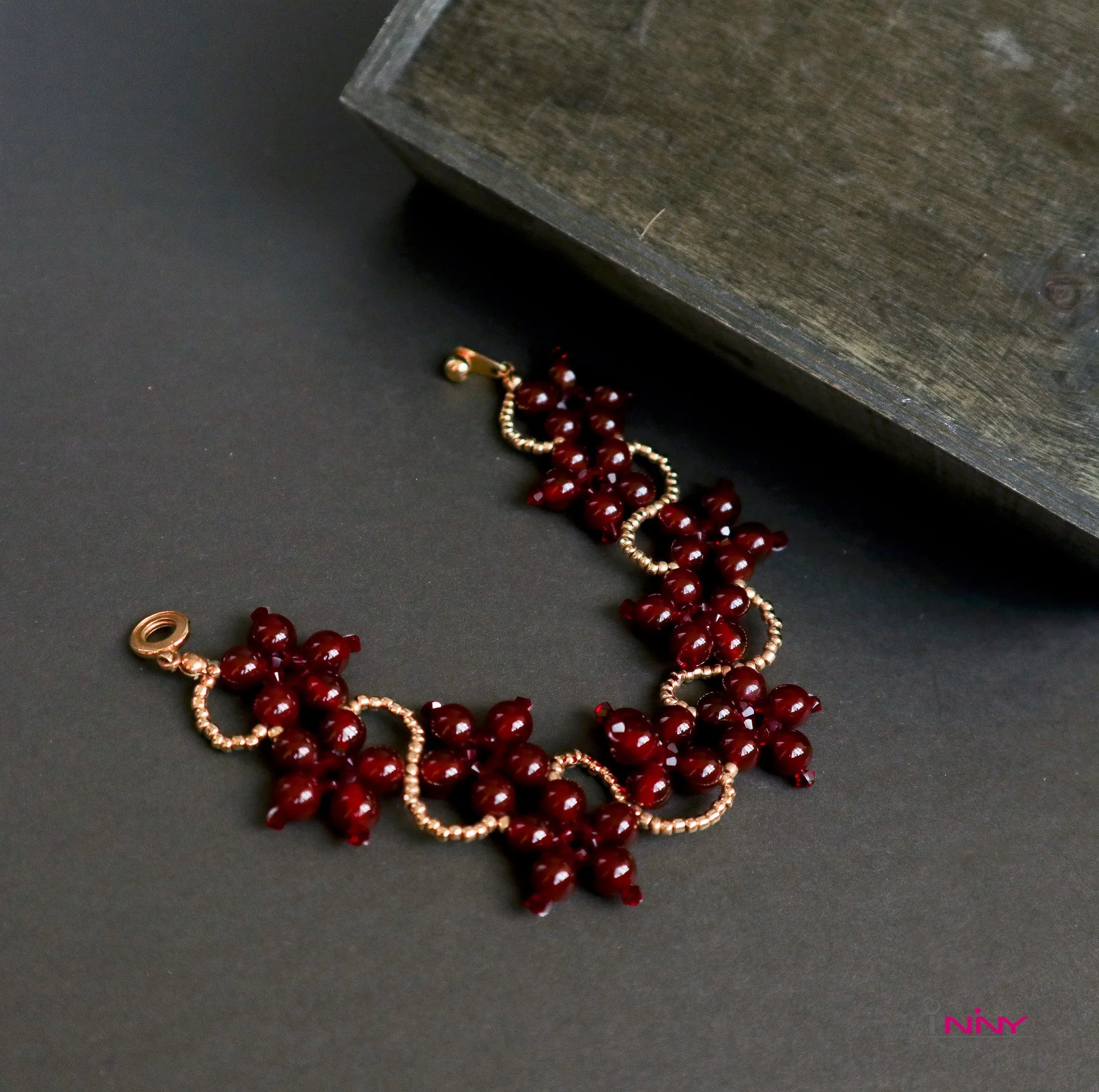 Red Carnelian Flower Bracelet