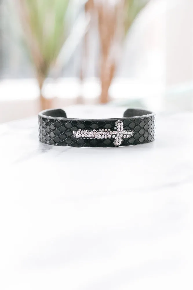 Rhinestone Cross Snake Cuff