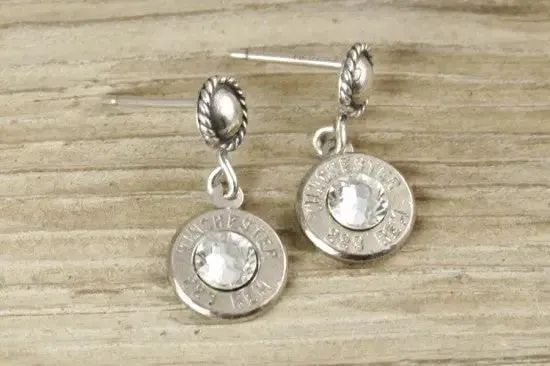 Rope Border 223 Nickel Bullet Sterling Dangle Earrings