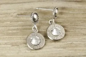 Rope Border 223 Nickel Bullet Sterling Dangle Earrings
