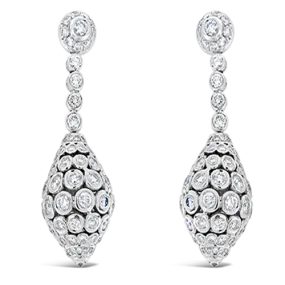 Round Top Diamond Drop Earrings