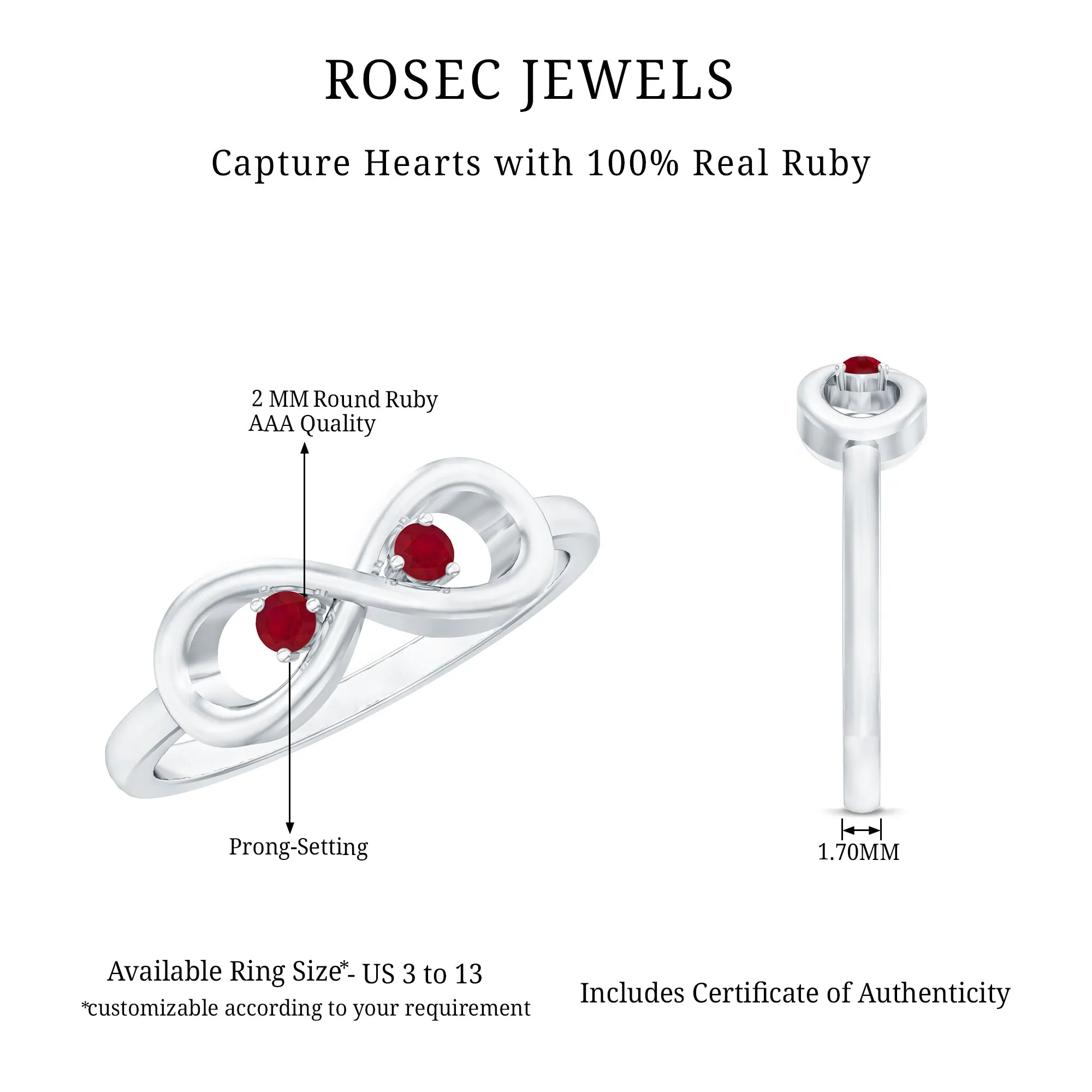 Ruby Infinity Promise Ring for Her