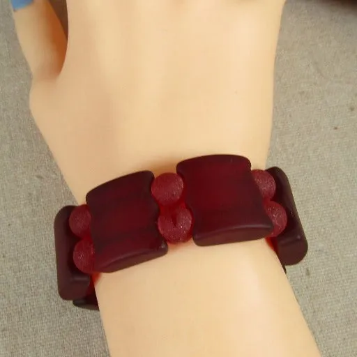 Ruby Red Sea Glass Cuff Bracelet