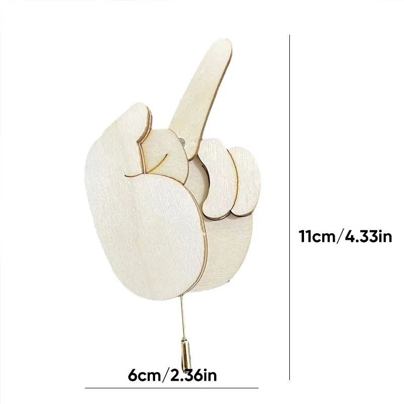 SAKER® Funny Wooden Finger Brooch