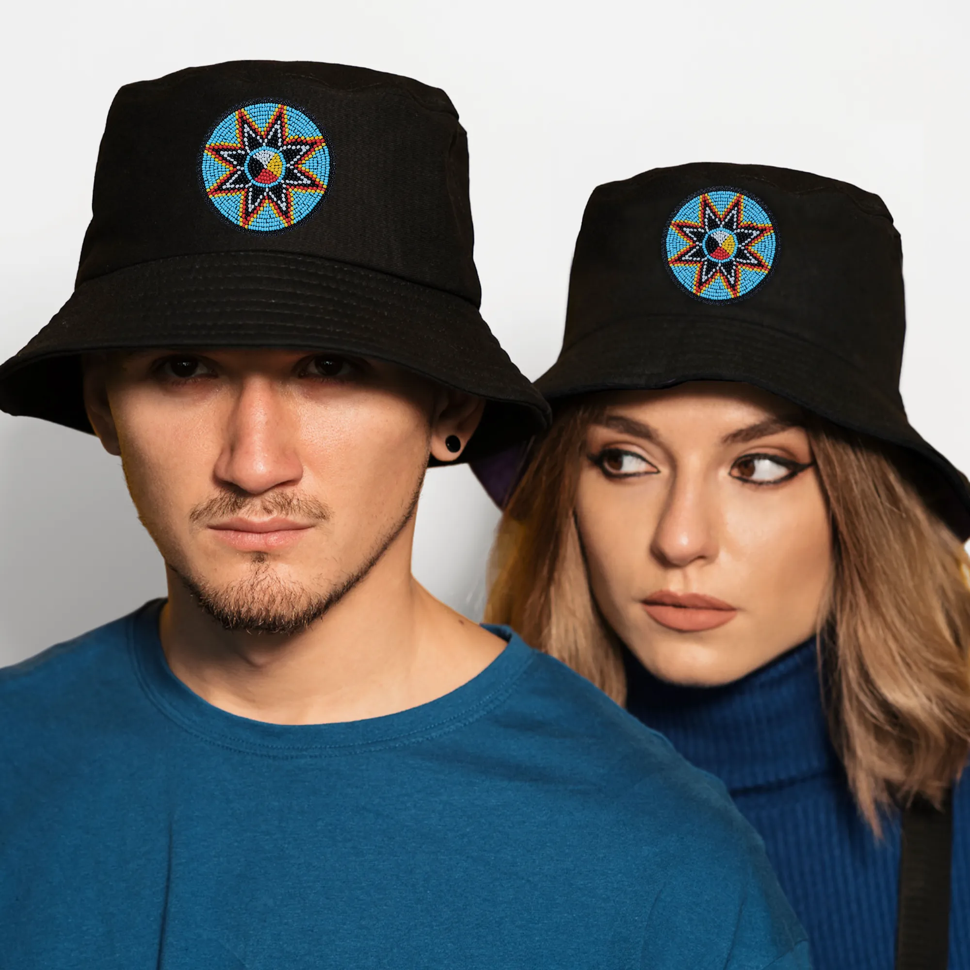 SALE 50% OFF - Medicine Beaded Unisex Cotton Hat with Native American