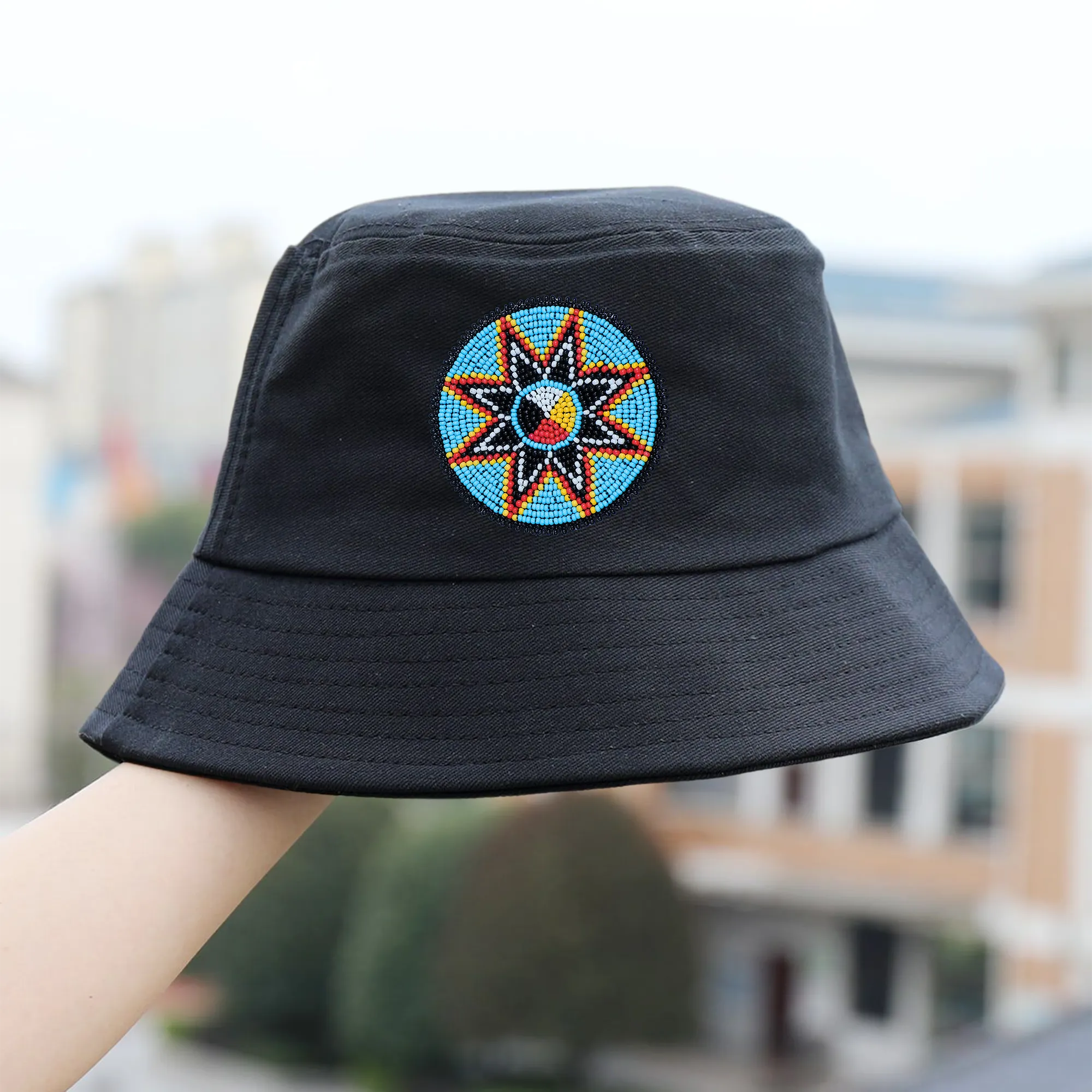 SALE 50% OFF - Medicine Beaded Unisex Cotton Hat with Native American