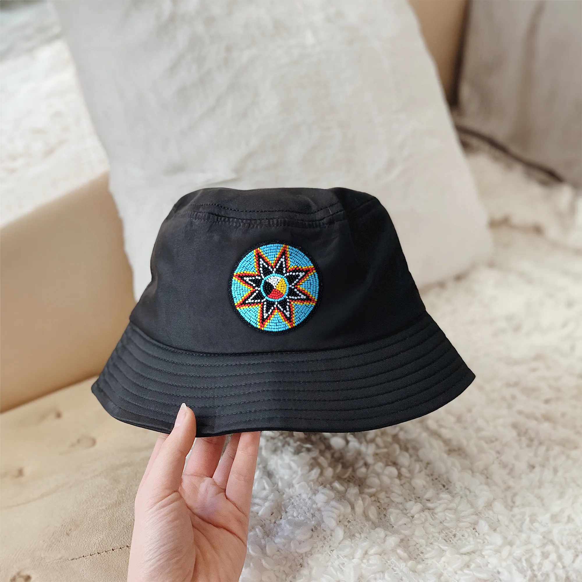 SALE 50% OFF - Medicine Beaded Unisex Cotton Hat with Native American
