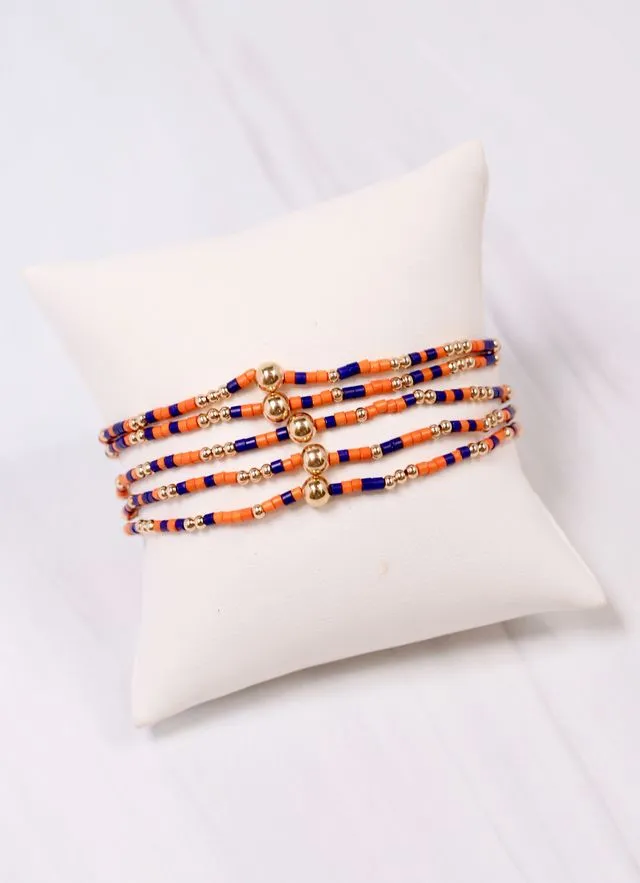 Seamus Beaded Bracelet Set ORANGE NAVY
