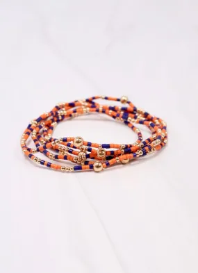 Seamus Beaded Bracelet Set ORANGE NAVY