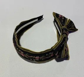 Side Bow Floral Black Headband