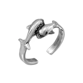 Silver 925 Dolphins Adjustable Toe Ring