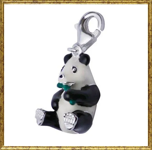 Silver & Black Panda Bear Pendant