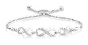 SILVER INFINITY DIAMOND LARIAT BRACELET