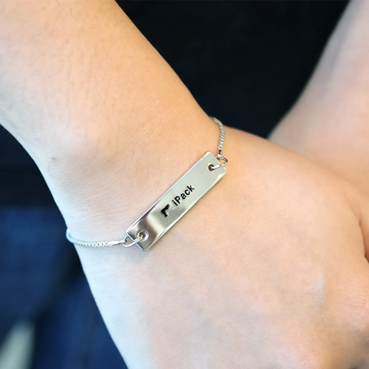 Silver iPack Adjustable Bar Bracelet