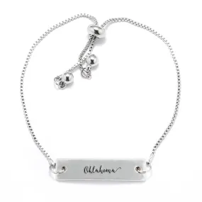 Silver Oklahoma Adjustable Bar Bracelet