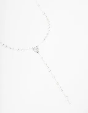 Silver Plated Mary Cross Ball Necklace