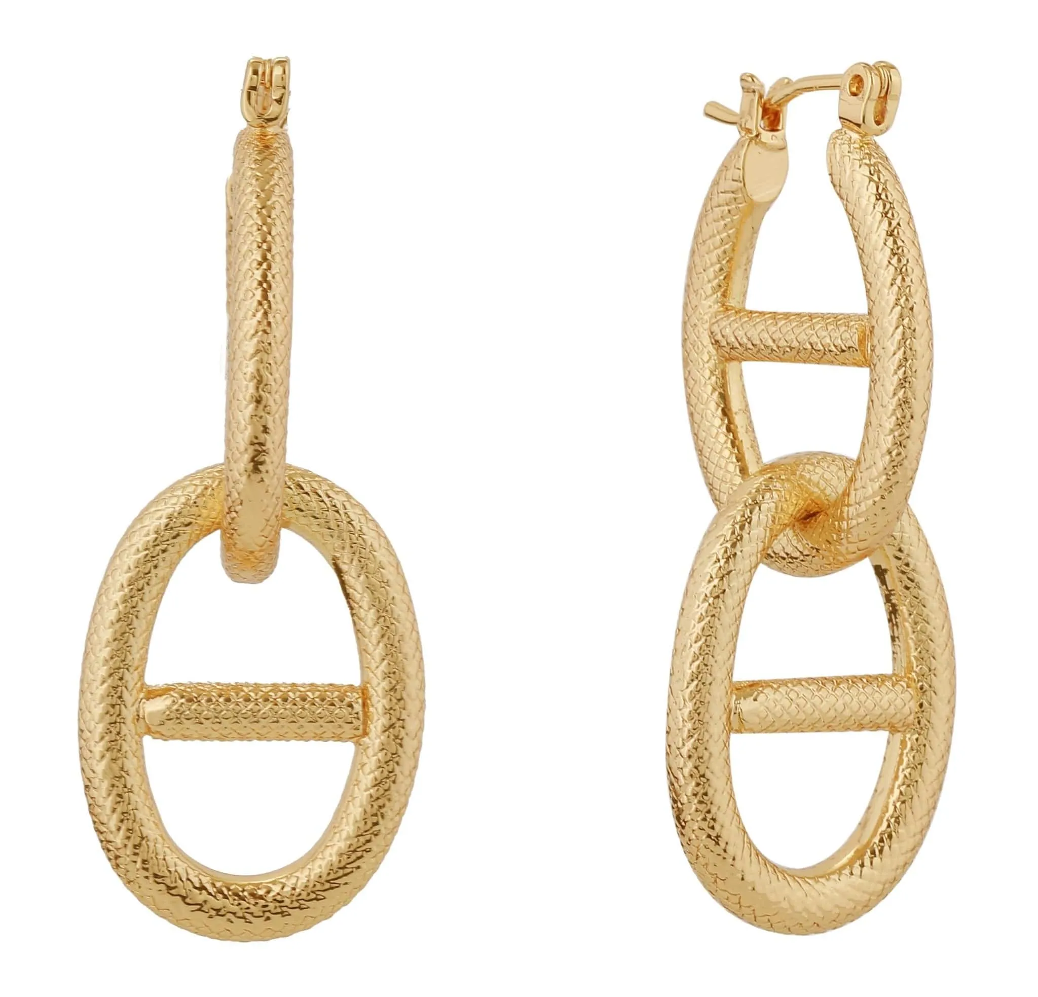 SJE310441 14K Textured Link Drop Pincatch Earrings