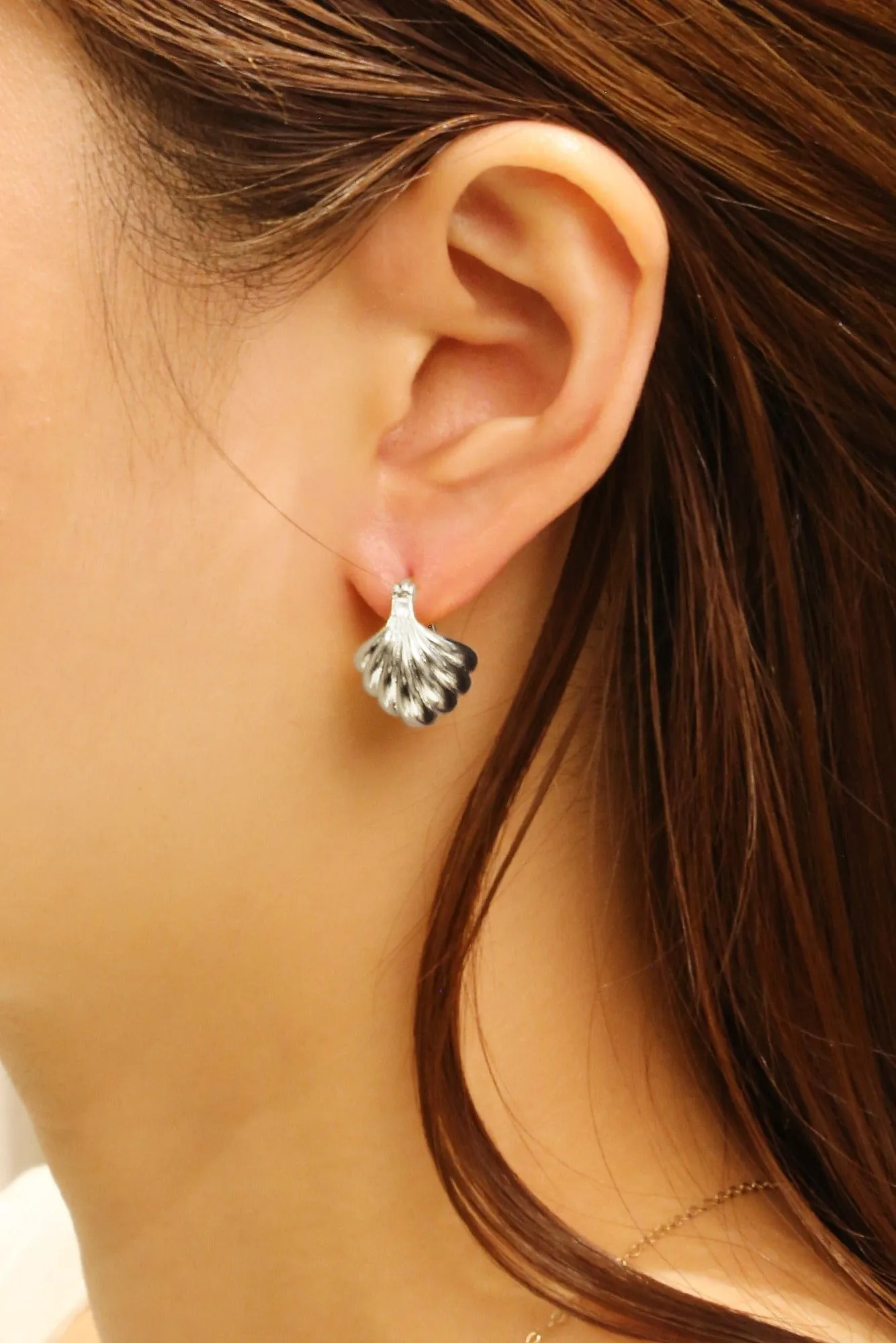SJE310746 14K Sea Shell Pincatch Earrings