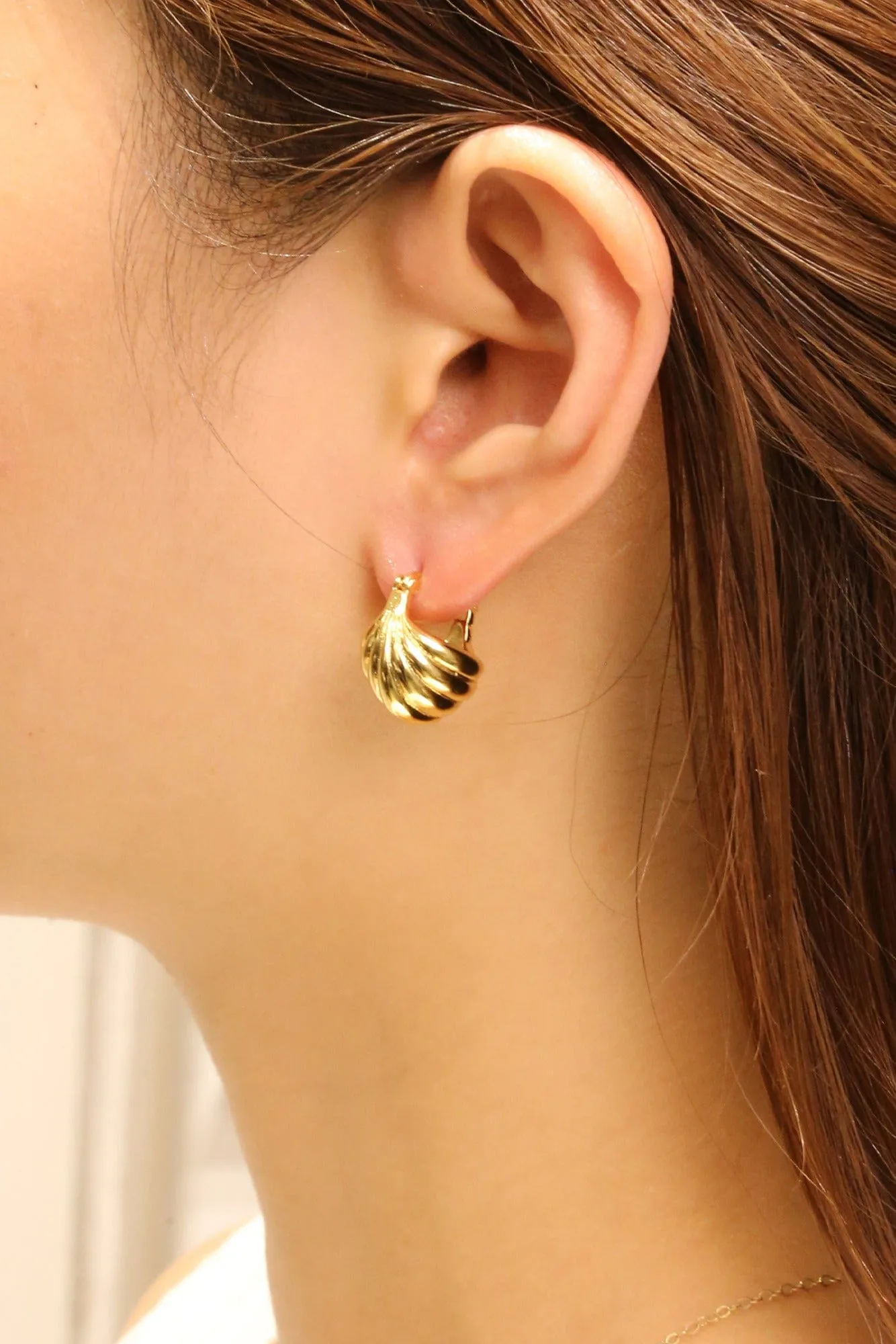 SJE310746 14K Sea Shell Pincatch Earrings