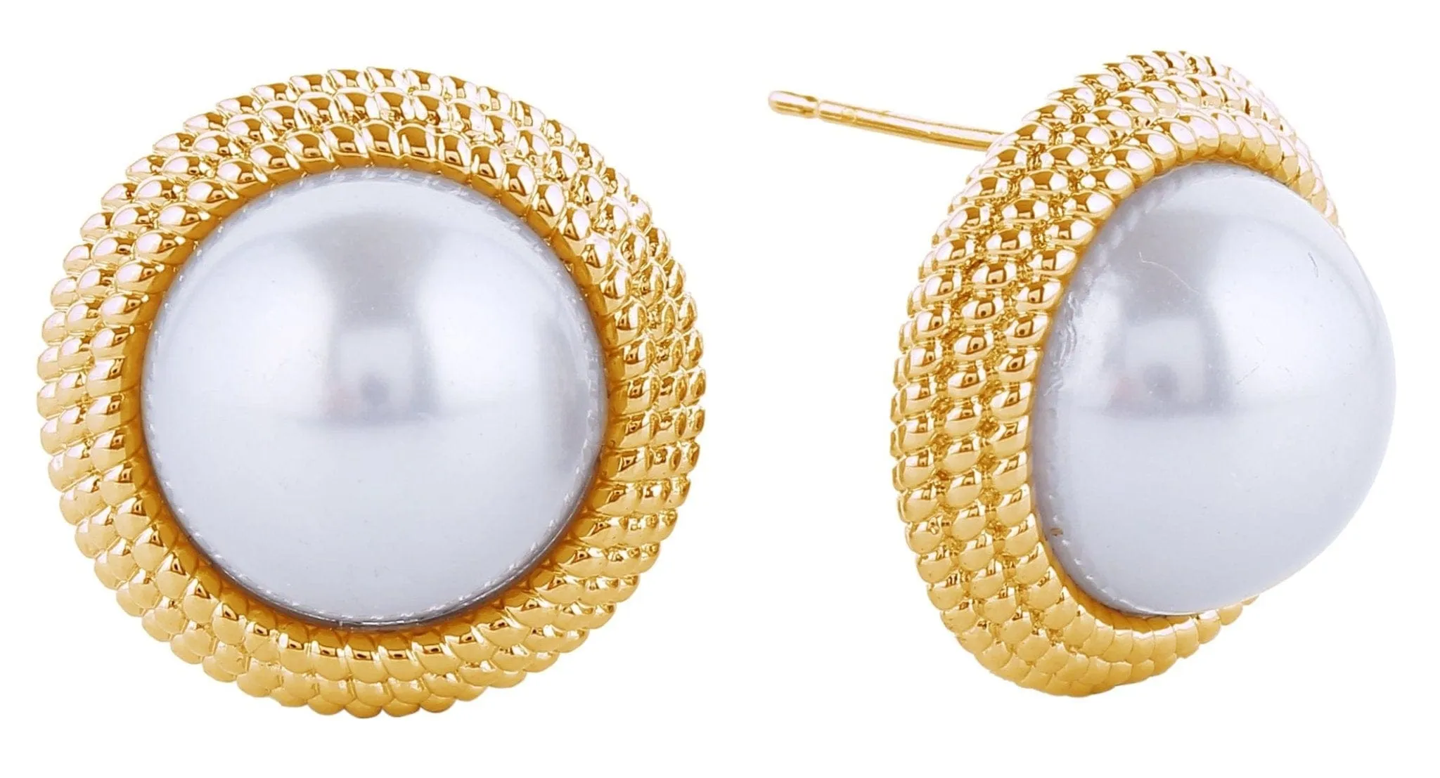 SJE310956 14K Pearl Button Post Earrings