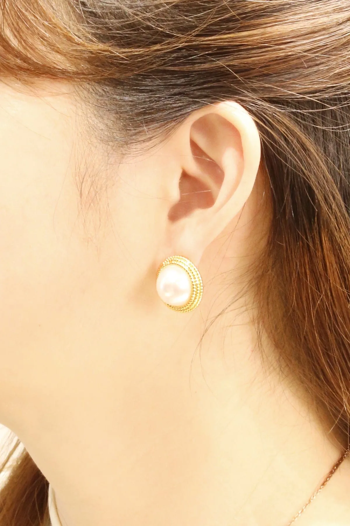 SJE310956 14K Pearl Button Post Earrings