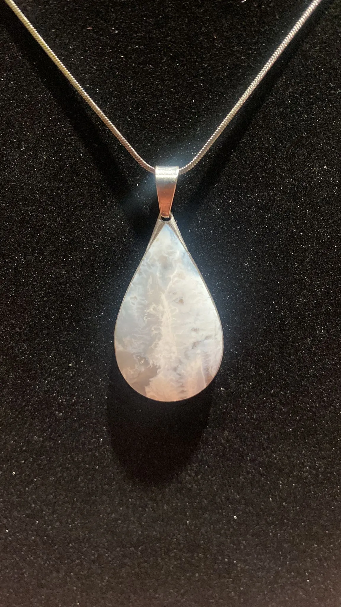 Snow Druzy Agate Teardrop Crystal Pendant (XL)
