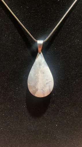 Snow Druzy Agate Teardrop Crystal Pendant (XL)