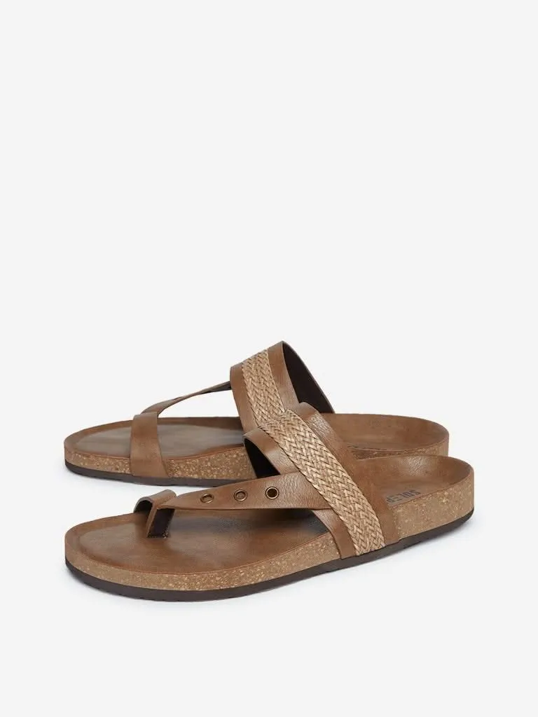 SOLEPLAY Tan Weave Pattern Sandals