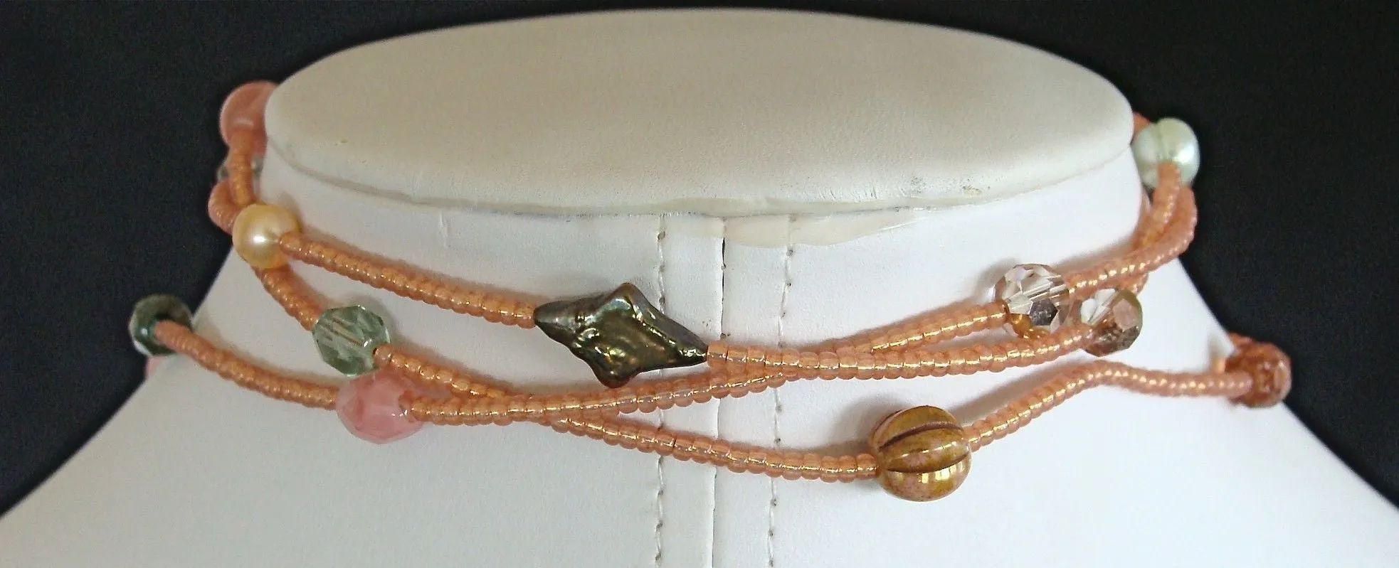 Spring Punch: 50" Pearl and Crystal Lariat Necklace