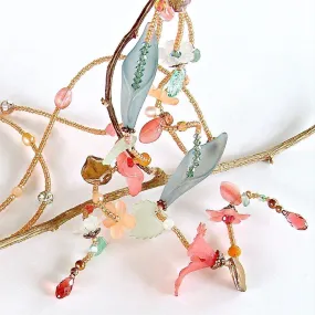 Spring Punch: 50" Pearl and Crystal Lariat Necklace