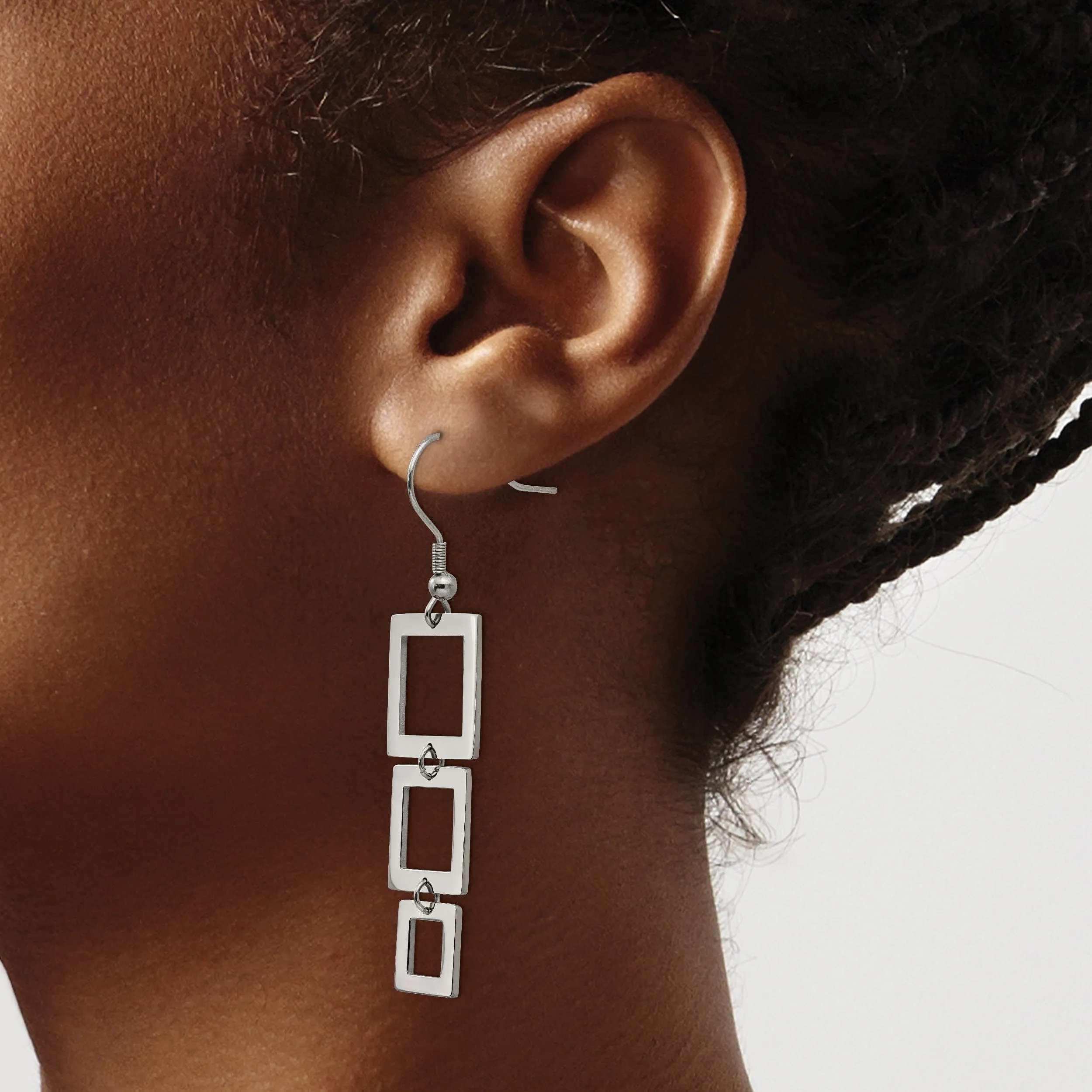 Stainless Steel Rectangle Dangle Earrings