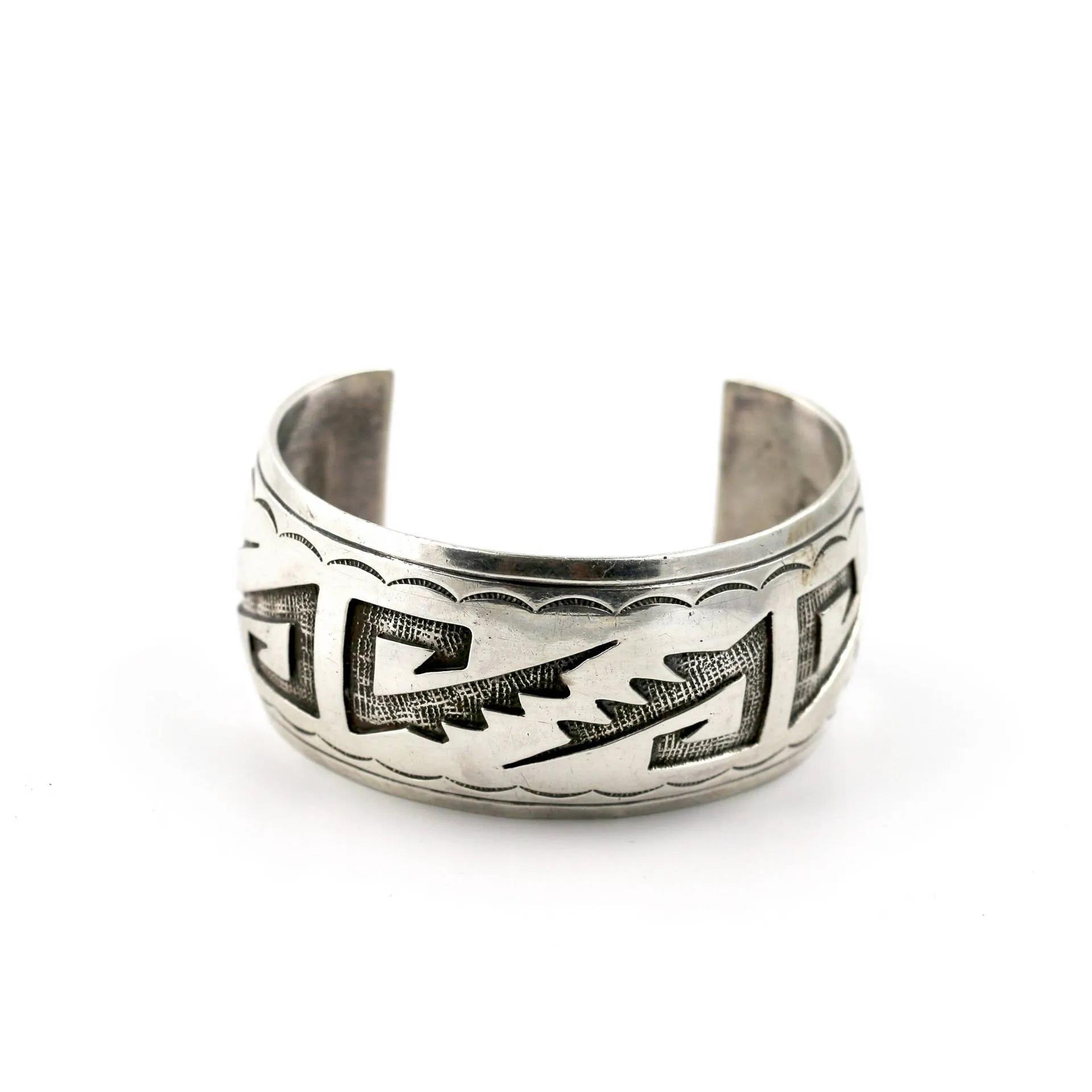 Stamped 1980's Jagged Wave Hopi Cuff