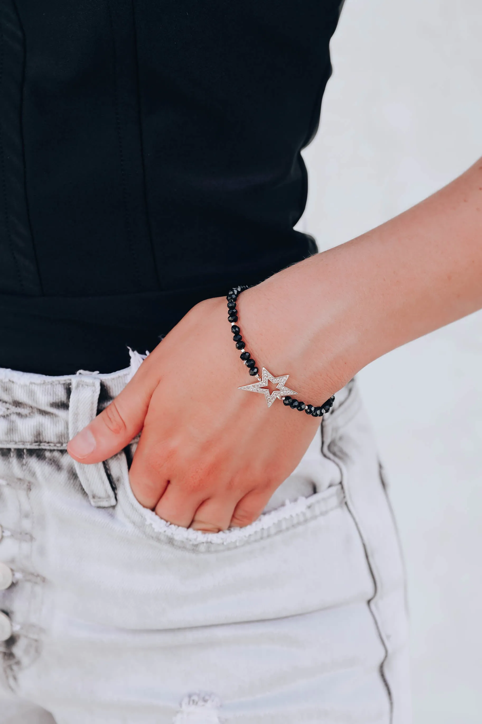 Star Light Stretch Bracelet - Black
