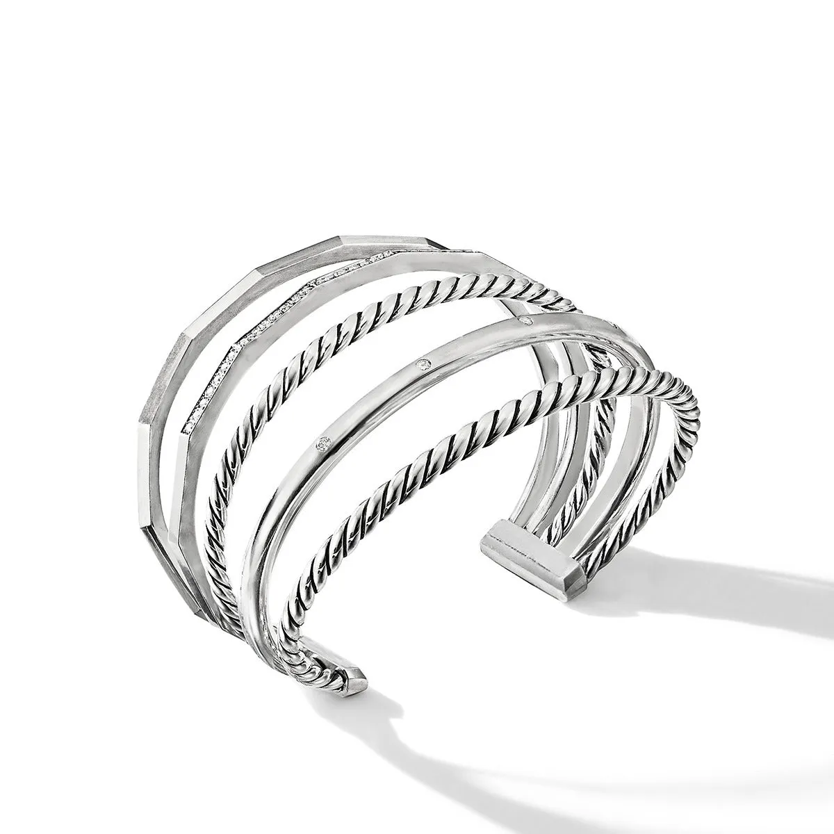 Stax Narrow Cuff Bracelet with Diamonds