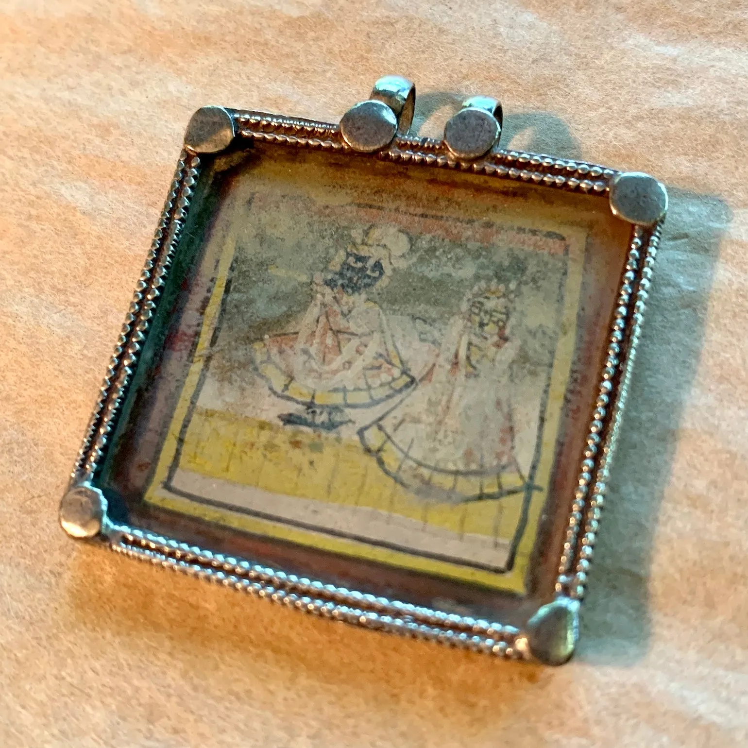 Sterling Pendant, Antique Painting