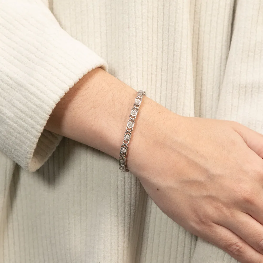 Sterling Silver 1/4 Carat Diamond Hugs and Kisses Bracelet 18.5cm