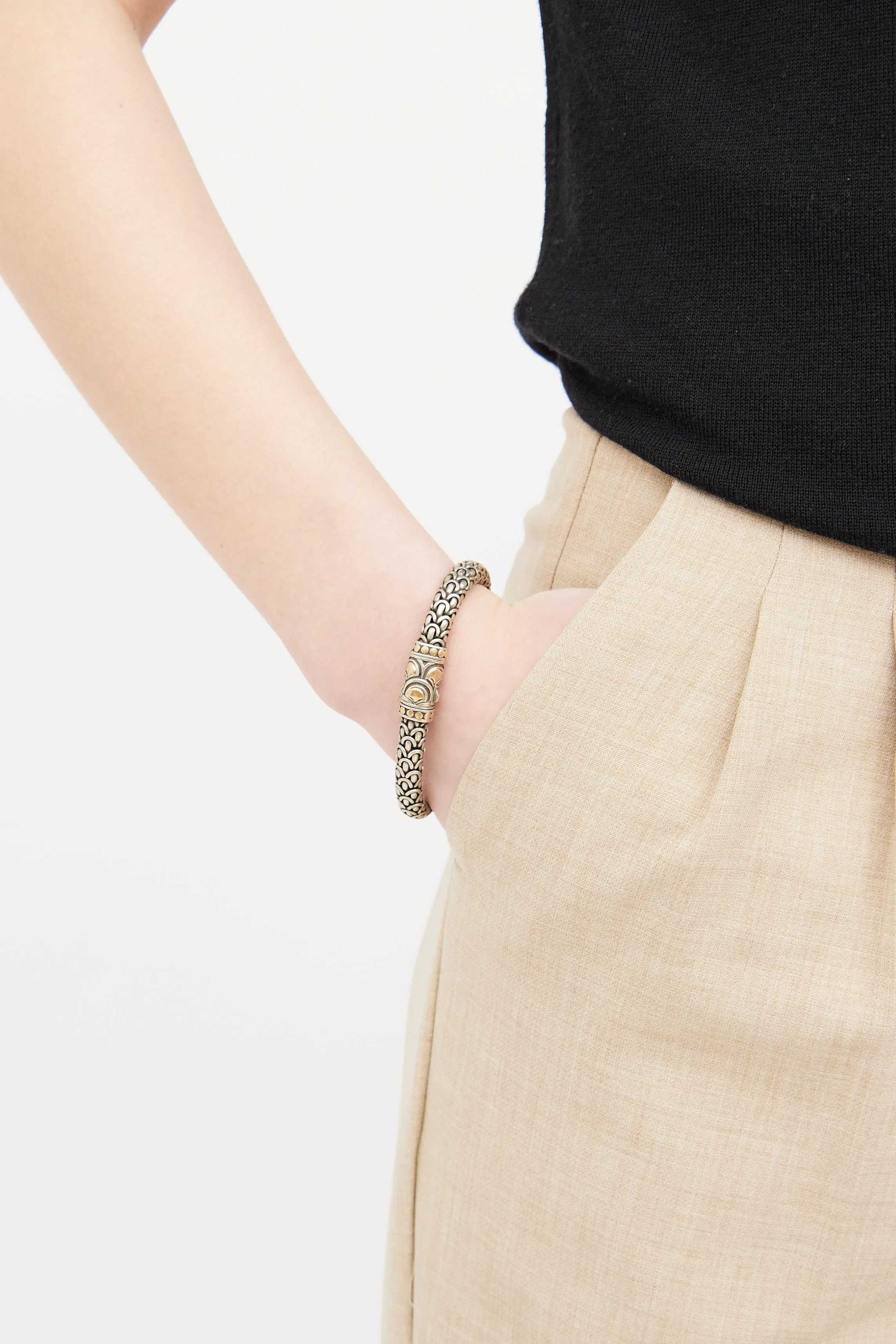 Sterling Silver & 18K Yellow Gold Naga Scale Bracelet