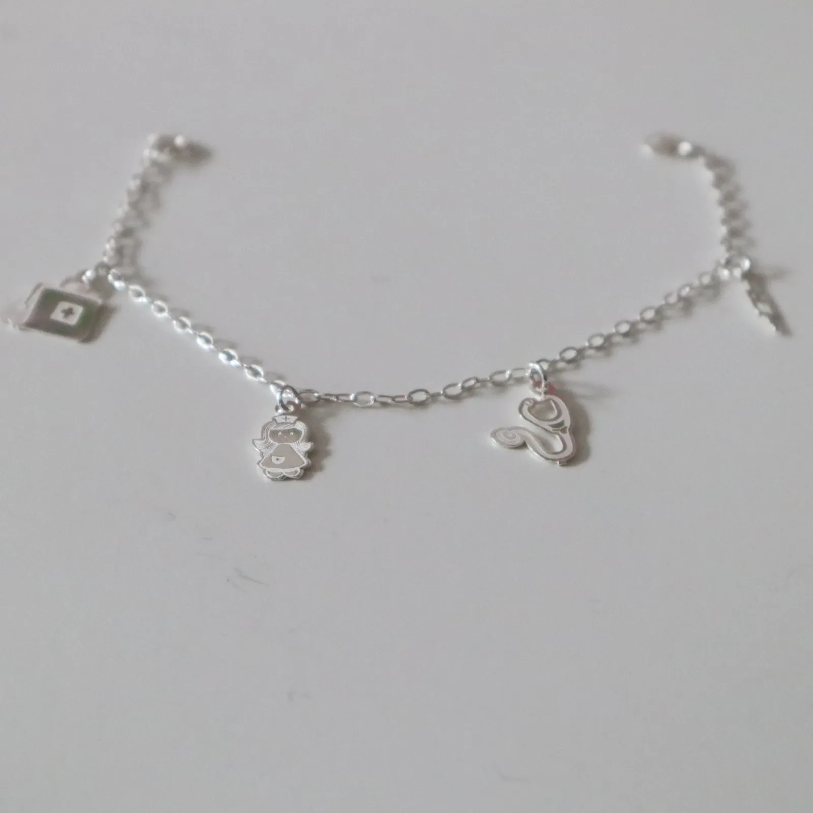 Sterling Silver Charms Nurse, EMT, Medical Bracelet-Taxco