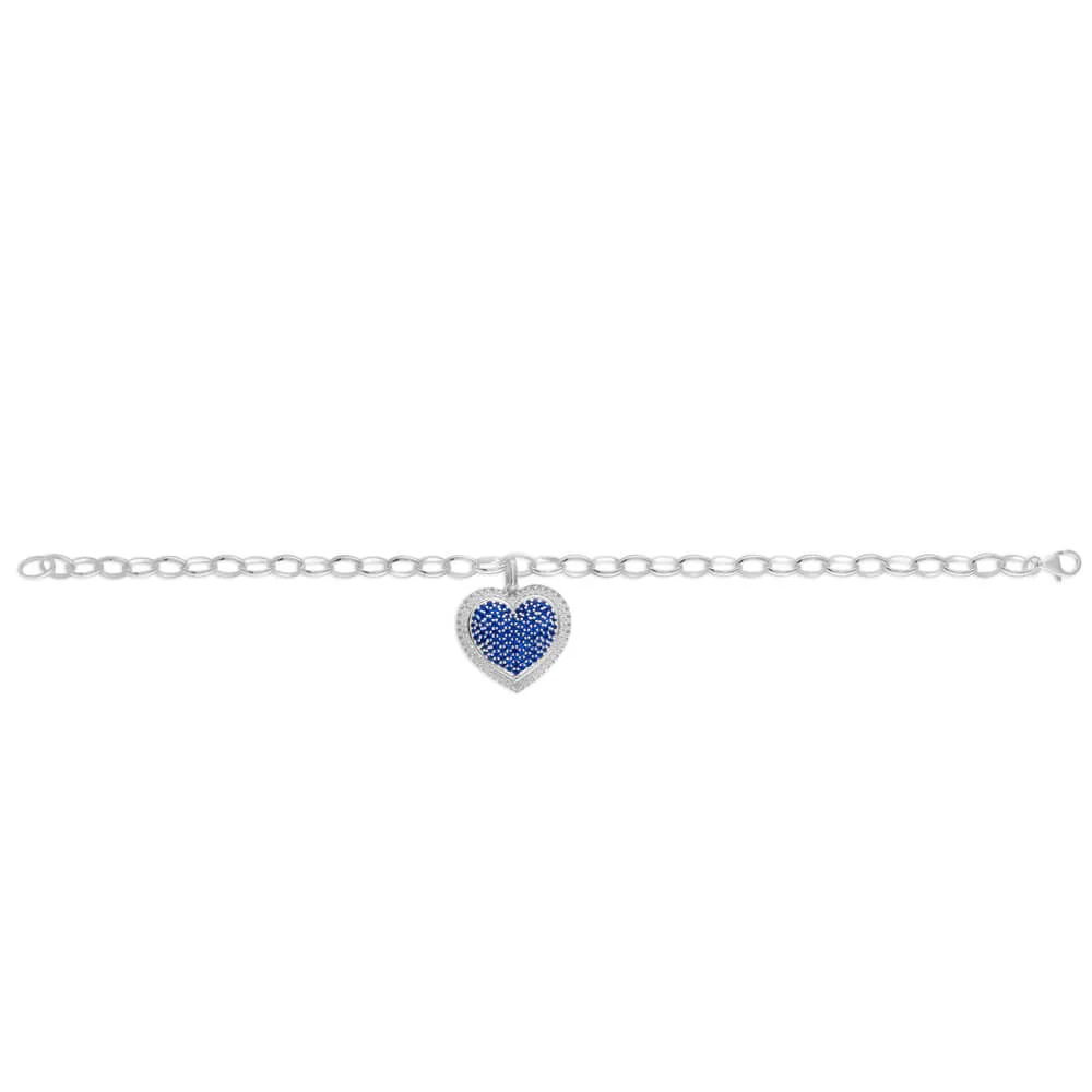Sterling Silver Created Sapphire   Cubic Zirconia Bracelet